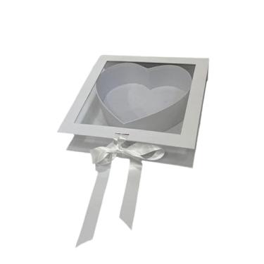 Imagem de Wswqop Caixa de Presente em Formato de Coração para O Dia Dos Namorados, Embalagem Elegante E Criativa com Tampa Transparente para Chocolates E Doces, Branco, Tamanho real