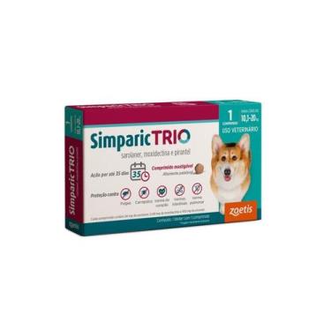 Imagem de Simparic Trio Antipulgas, Carrapatos E Vermes Cães 24Mg C/ 1 Comp.