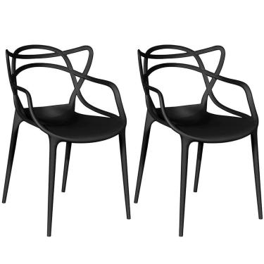 Imagem de Kit 2 Cadeiras De Jantar Allegra Prática Empilhável - Preto