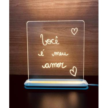 Imagem de Luminária 3D de Escrever tipo Lousa, Acrílico + Caneta 13 x 15 cm - Re
