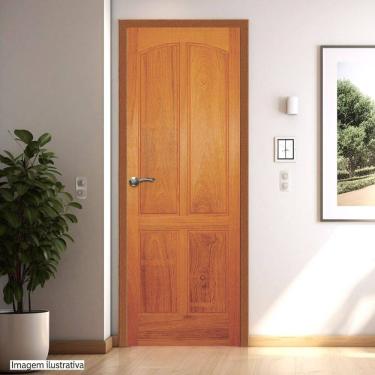 Imagem de Folha de Porta Madeira Maciça Angelim 210cm X 70cm Quatro Almofadas Verticais Jomadi Natural