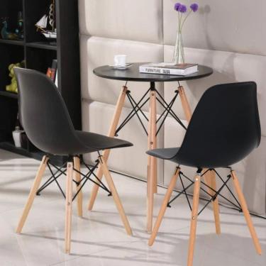 Imagem de Conjunto de Mesa Redonda 80cm com 2 Cadeiras Eiffel Preto
