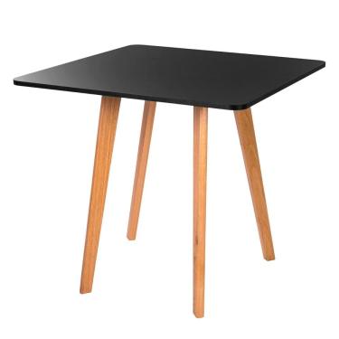 Imagem de Mesa Jantar Wood Leda 80cm Quadrada Base Metal Preto