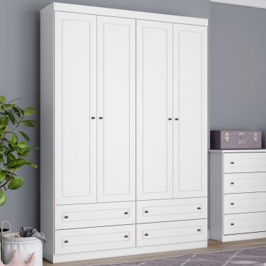 Imagem de Guarda Roupa Solteiro 4 Portas E 4 Gavetas Amy Casa 812 Branco Hp