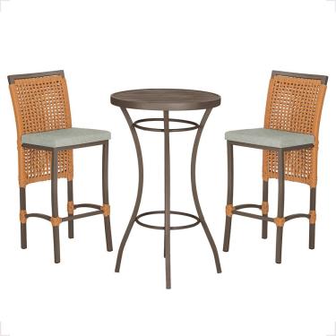 Imagem de Mesa Bistrô 2 Banquetas Roma Marrom Corda Náutica 3 Trama Terra Cota