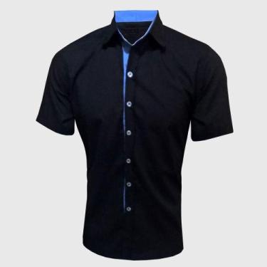 Imagem de Camisa Masculina Manga curta Slim Fit Preta - Lojas Vicenttino, 2