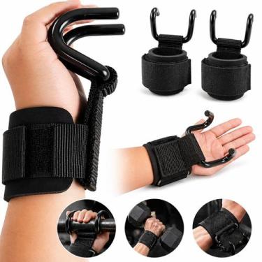 Imagem de Par Straps Pulso Gancho Aço Treino Musculação Academia Grip Pegada - P