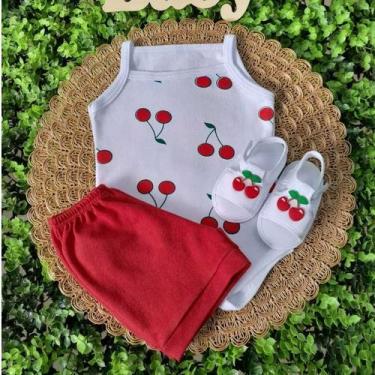 Imagem de Conjunto Sandália Com Body E Short Bebe Menina Mesversário Estampado V