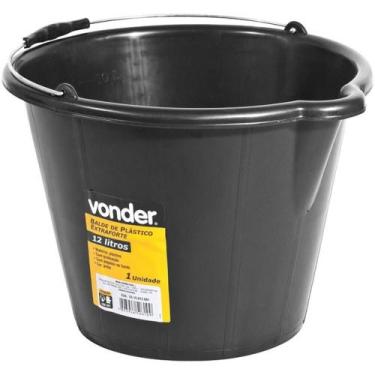 Imagem de Balde Plástico Extra-Reforçado 12 Litros Preto - 33.15.012.001 - VONDE