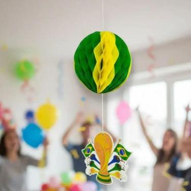 Imagem de Balão Enfeite Bola Papel Brasil Copa Festa Decoração Variado Taça - CO