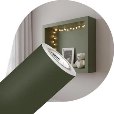 Imagem de Vinil Adesivo Fórmica Verde Oliva Fosco 0,61x1m Para Móveis - IMPRIMAX