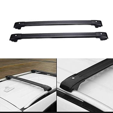 Imagem de UDP Barra transversal ajustável de 2 peças para Nissan X-Trail Rogue 2014-2019 trilho lateral de teto bagagem, bagagem, bagagem, bagagem, bagagem, bagagem, bagagem, barra de rack de telhado travável, preto