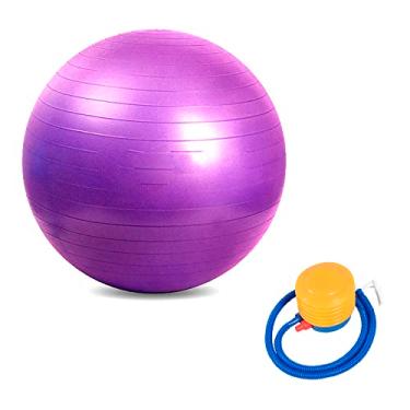 Imagem de Bola Pilates Yoga Fitness 75 cm C/Bomba Abdominal Ginastica Roxa