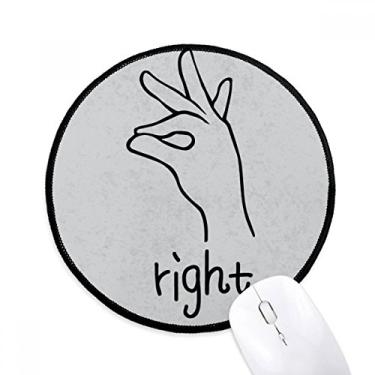 Imagem de Mouse pad preto direito personalizado padrão de gestos desktop escritório tapete redondo para computador