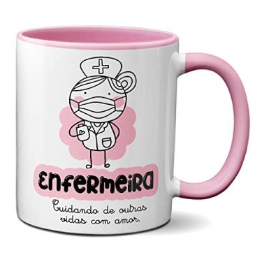 Imagem de Caneca Enfermeira Cuidando De Outras Vidas Com Amor Presente (Rosa)