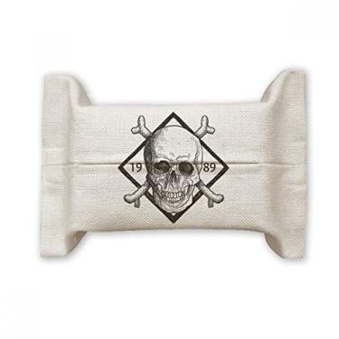Imagem de Skeleton Pirate 1989 Suporte de cobertura de papel para lenços faciais, saco de linho de algodão