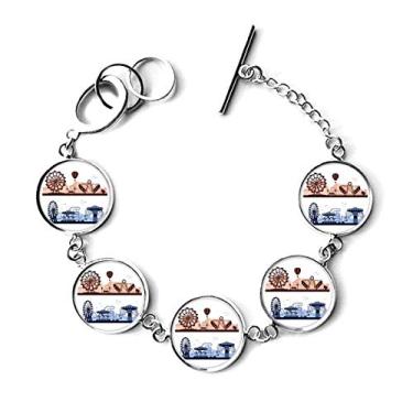 Imagem de DIYthinker Bracelete com silhueta de instalações de parque de diversões, pingente de corrente