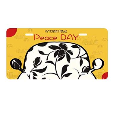 Imagem de Placa de licença de plantas com desenho de videira de flores para decoração de carro Dia da Paz