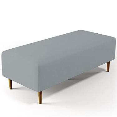 Imagem de Puff Decorativo Sala de Estar Bali W01 Pés Palito 120x50 cm Suede Cinza - Lyam Decor