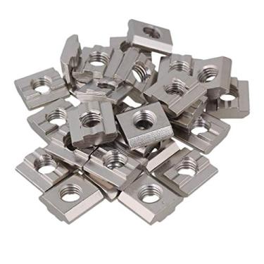 Imagem de 50 pcs Níquel revestido de t-slot t-slots de aço carbono Silver Fastener de correr para acessórios para perfil de alumínio YYDFPIIA
