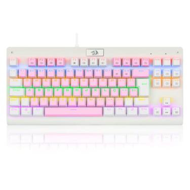 Imagem de TECLADO MECANICO GAMER DARK AVENGER RAINBOW ROSA COM BRANCO SWITCH AZUL ABNT2