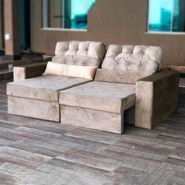 Imagem de Sofa retrátil Luxo com encosto reclinável e almofadas e pés com rodizio - Lima Estofados