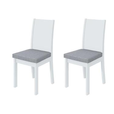 Imagem de Conjunto Com 2 Cadeiras Athenas Linho Cinza Claro E Branco - Lopas