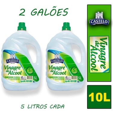 Imagem de 2 Vinagre De Álcool Castelo De Limpeza E Bactericida 6% Acidez 5L Aromatizado Maçã Verde