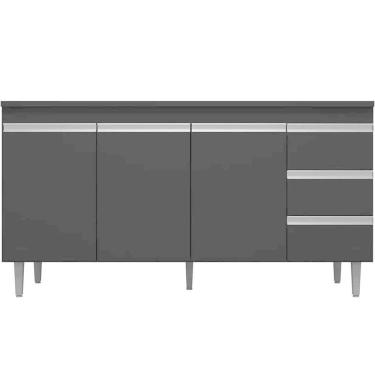 Imagem de Balcão De Pia 160 Cm Adriana 3 Portas 3 Gavetas Preto