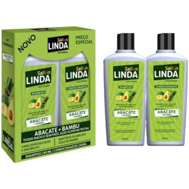 Imagem de Sallon Linda Kit Shampoo + Condicionador 240ml Cuidado Capilar Para Todos Tipos de Cabelo Cacheados Lisos Pós Quimica (Abacate + Bambu)