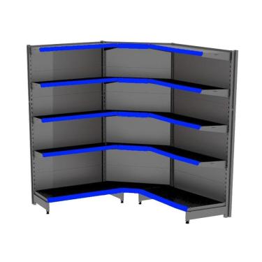 Imagem de Gondola Parede 170 Fit Ate 2 Metros 1 Canto Preto 15b Pe Azu