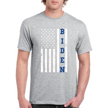 Imagem de Camiseta Joe Biden Bandeira Americana 2024 Pro Democratic Party President Democrats Blue States USA Political Men's Tee, Cinza, M