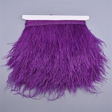 Imagem de 10 metros de penas de avestruz na fita 8-10 cm franja de saia em fita guarnições de penas de avestruz guarnições de costura cor 12