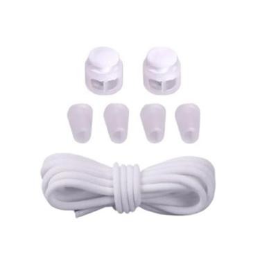 Imagem de Elastic Shoelaces With Lazy Lace Buckle Round Lock No Tie Shoelaces For Kids Rubber Lazy Shoelaces For Sneakers(Color:White)