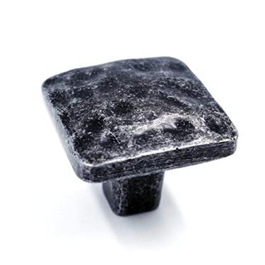 Imagem de Jetland Puxadores quadrados martelados - pacote com 6, arranhões de ferro, maçanetas de 3,5 cm, puxadores quadrados rústicos fundidos sólidos para móveis de mesa de cabeceira de cômoda, HT0612AS30