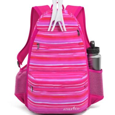 Imagem de Athletico Mochila compacta de tênis City – Bolsa de tênis para homens e mulheres comporta 2 raquetes de tênis e sapatos (rosa)
