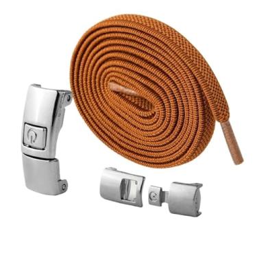 Imagem de Elastic Laces Sneakers Width Flat Shoelaces Without Ties Kids Adult Lock No Tie Shoelace Rubber Bands Shoe Accessories (Color : Brown)