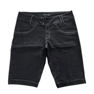 Imagem de Bermuda Jeans Pedal Feminina Preta Plus Size Tamanho 56 Shyros-Feminino