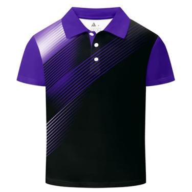 Imagem de SECOOD Camisa polo masculina manga curta piqué verão casual uniforme esportivo tops para 6-16 anos, 005-Deep Purple Black, XXG