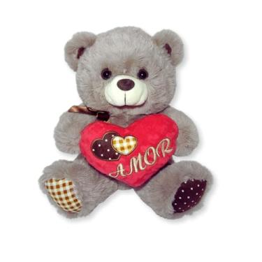 Imagem de Urso de Pelúcia Com Coração Fizzy Toys FE7102 Grafite Tuti