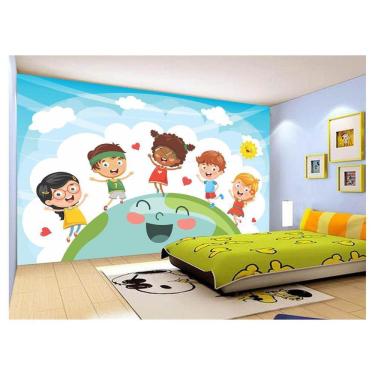 Imagem de Papel De Parede 3D Infantil Crianças Amigos Céu 3,5M Azs252