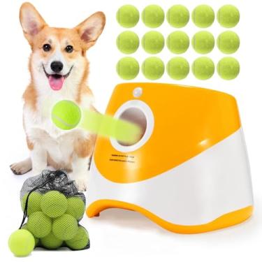 Imagem de SOCO Lançador automático de bolas para cães pequenos, recarregável por USB, 3 a 8 m, para uso interno e externo, com 15 mini bolas de tênis incluídas