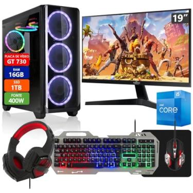 Imagem de PC Gamer Completo Intel Core i5 16GB SSD 1TB Placa de Vídeo GT 730 2GB Monitor 19" com Kit Gamer - Fonte 400W Real Strong Tech