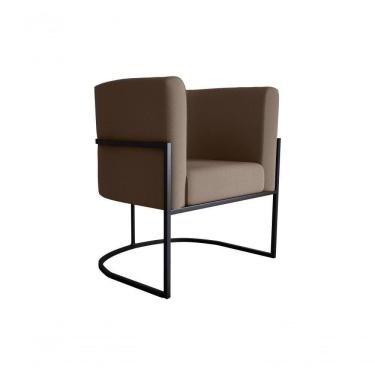 Imagem de Poltrona Decorativa Cadeira Veludo Marrom Matrix Cairo Sala Recepção Base