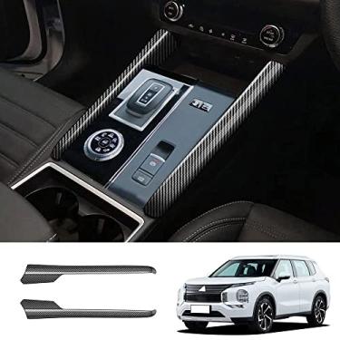 Imagem de GZPLMYKJYXGSPL Painel de manípulo de mudança de marchas para Mitsubishi Outlander 2022 2023 2024 acessórios, acabamento interno de carbono, consoles centrais, estrutura de capa de botões de botas