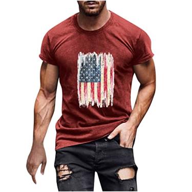 Imagem de Camisetas estampadas masculinas casuais com estampa 3D de manga curta Hi Vis camisetas laranja para trabalho, Vermelho, XGG