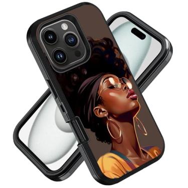 Imagem de ZXHSBROK Capa projetada para iPhone 16 Pro, capa protetora de 3 camadas à prova de choque para iPhone 16 Pro (2024) de 6,3 polegadas, mulheres negras afro-americanas