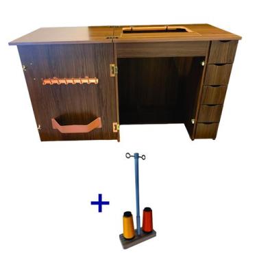 Imagem de Gabinete Luxo Com 5 Gavetas Para Máquina De Costura Antiga - Star Cost