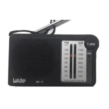 Imagem de Mini Radio Portatil Am Fm De Bolso Preto Lucky Mk13 Viagem Musicas Com