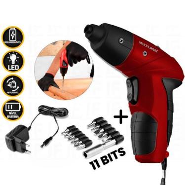 Imagem de Parafusadeira 4.8V Bivolt e Kit com 11 BITS Duplo Sentido  - Multilase